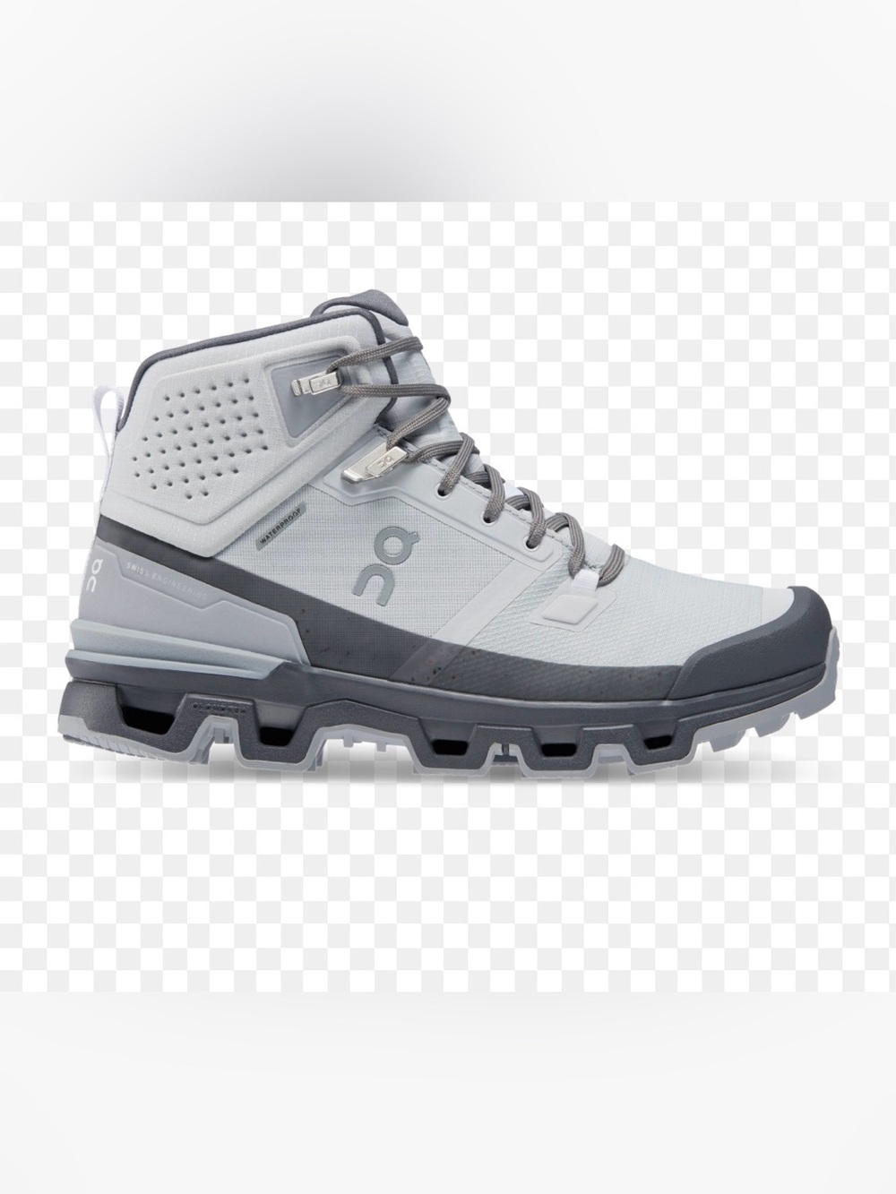 On Running Men's Waterproof Mid-Top Trail Boot — Light Gray and Dark Gray